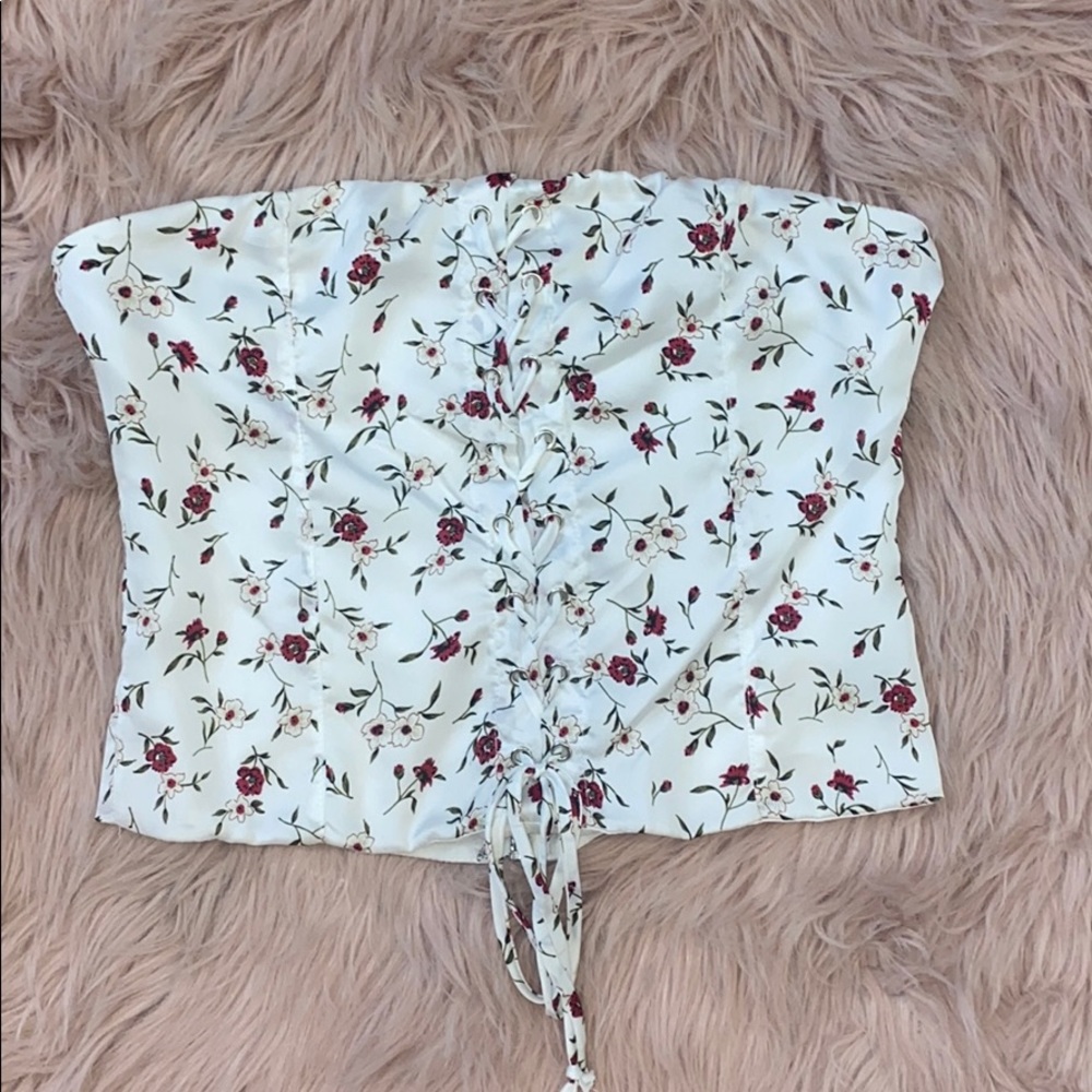 Flower print corset top